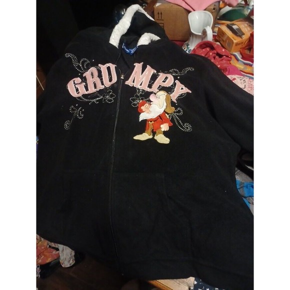 Disney Womens Size- 2X Grumpy Fleece Full Zip Hooded Long Sleeve Sweater - Picture 3 of 4